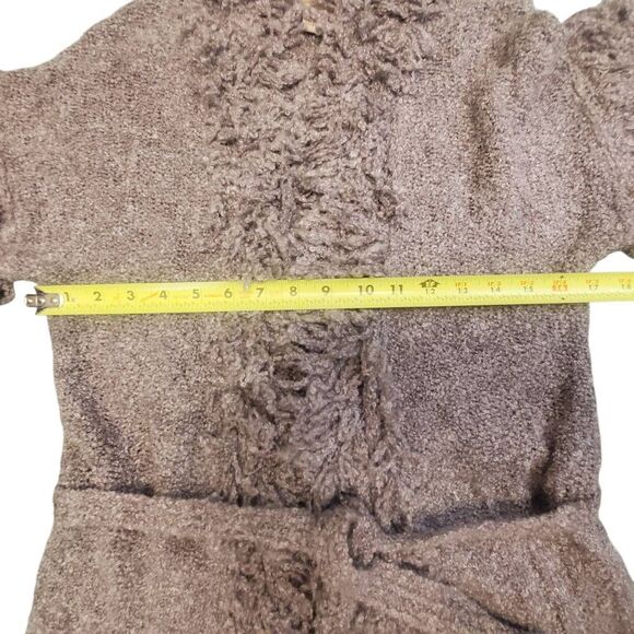 Vertical Design Women’s Gray Fringe Knit Cardigan Sweater Short Sleeve Open Fron - Picture 10 of 10